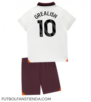 Manchester City Jack Grealish #10 Segunda Equipación Niños 2023-24 Manga Corta (+ Pantalones cortos)